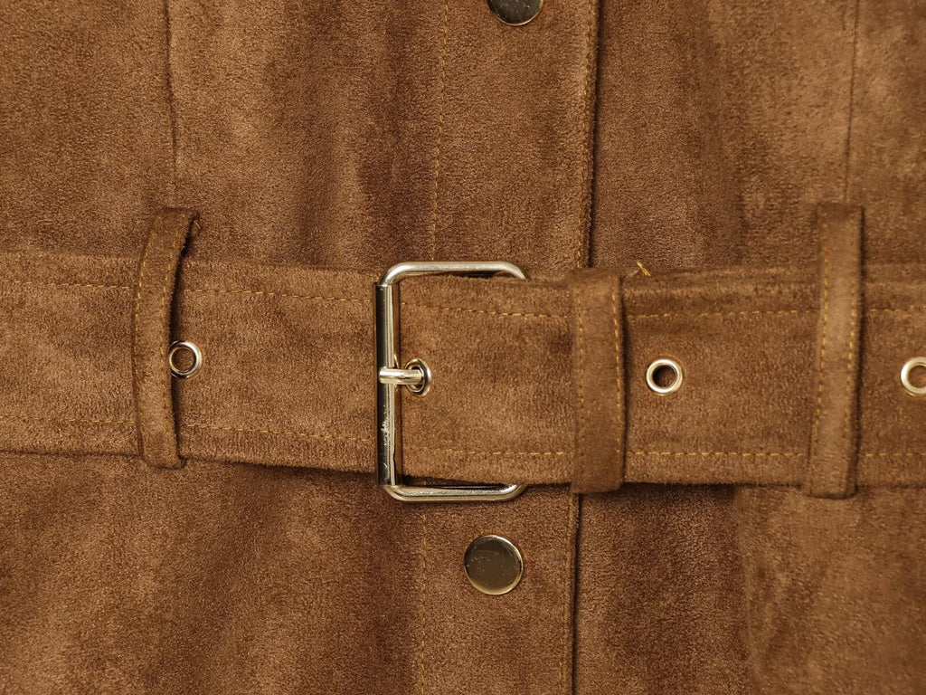 Women's with belt suede texture jacket Coat