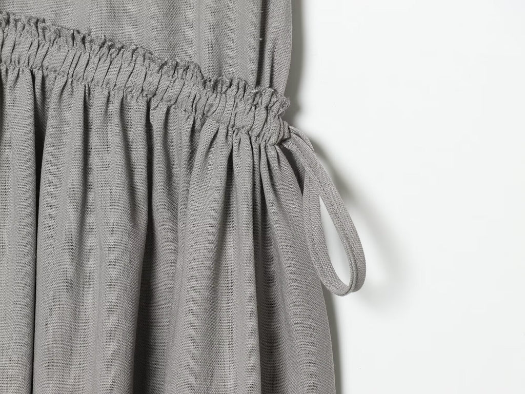 Women's O Neck linen blended MIDI dress
