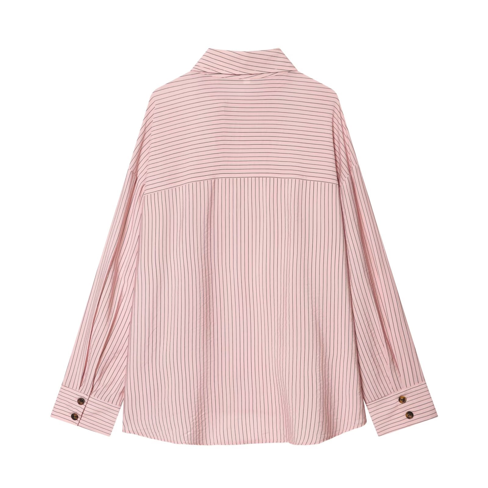 Women's loose striped high neck shirt