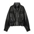 Women's leather effect adjustable waist jacket Coat