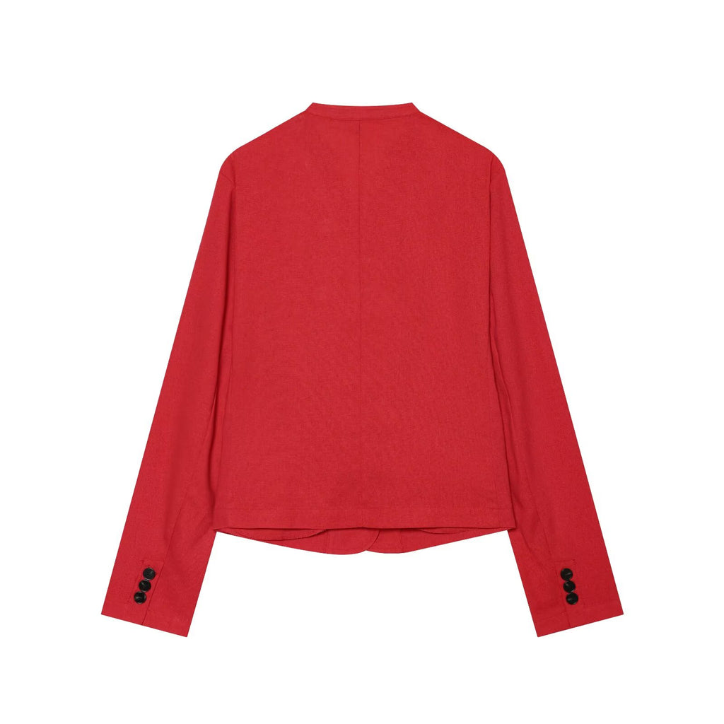 Women's casual linen blend Blazer Coat