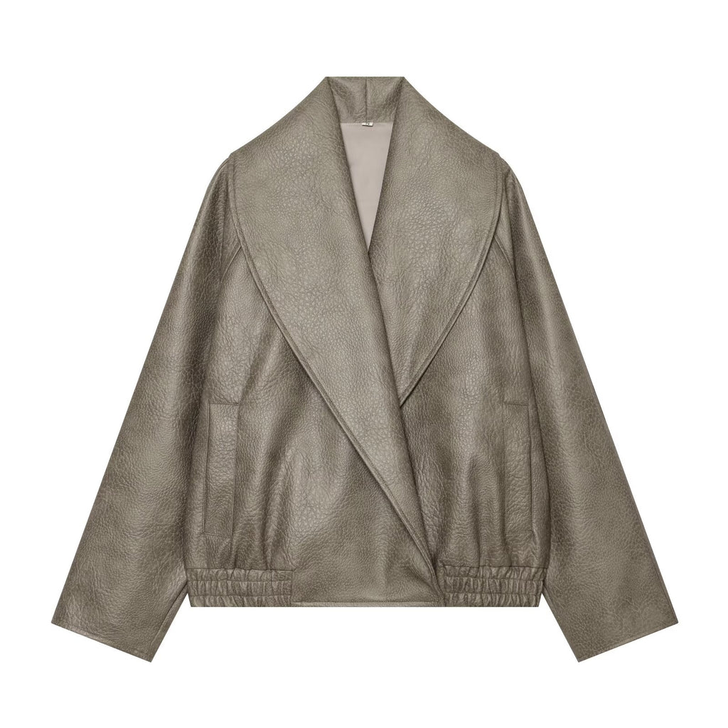 Women's leather effect casual jacket Coat