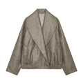 Women's leather effect casual jacket Coat