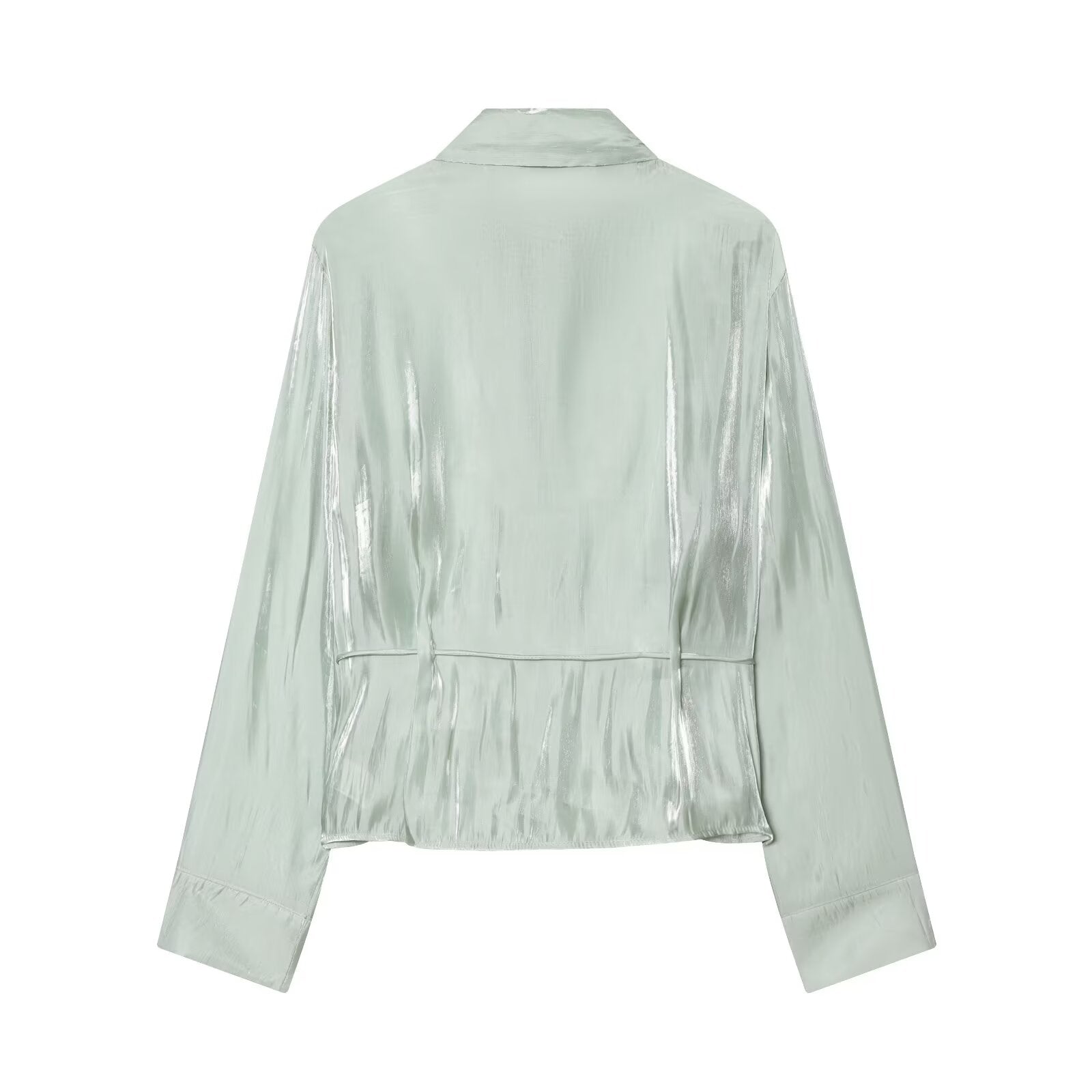 Women's metallic effect paired with belt shirt