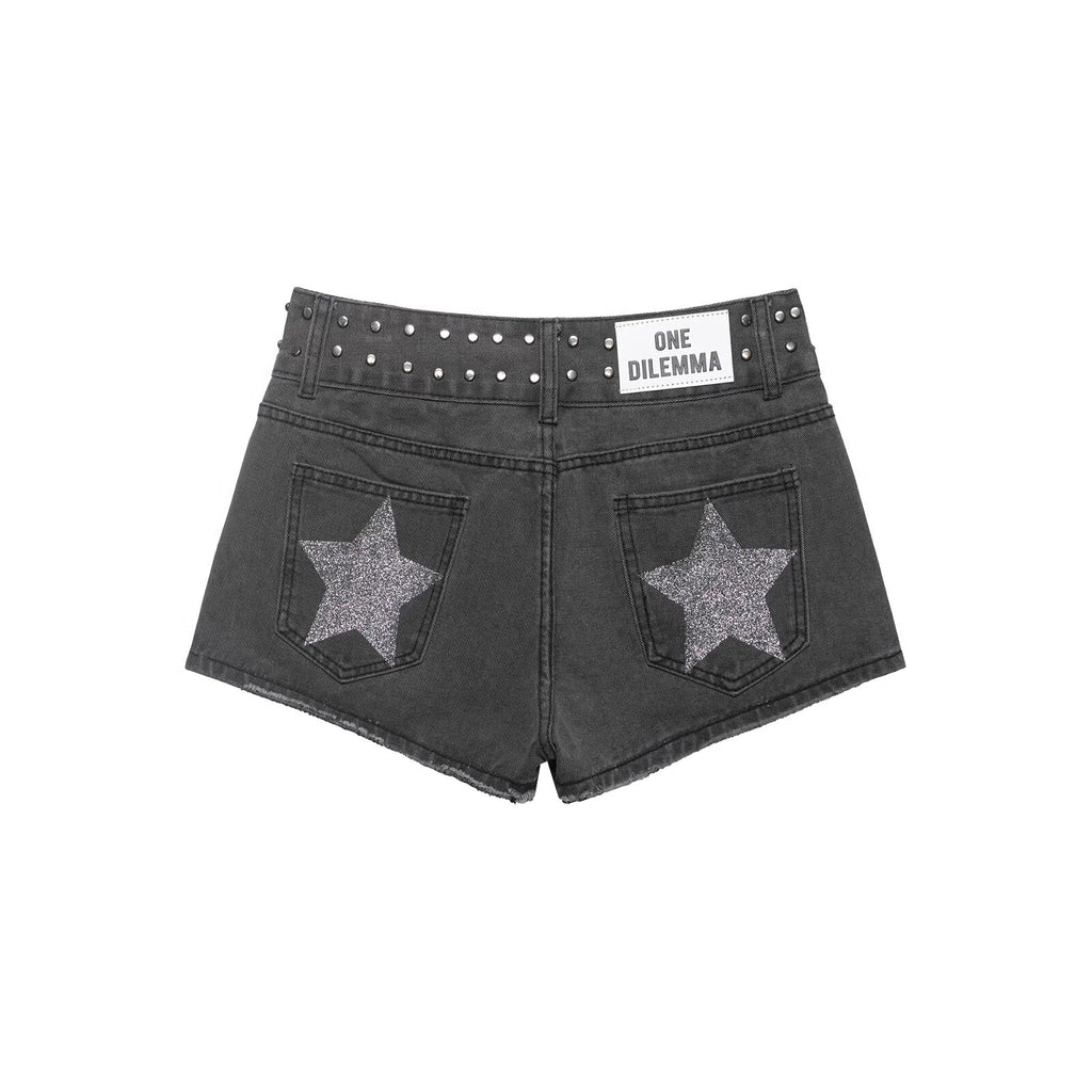 Women's low waisted star denim shorts