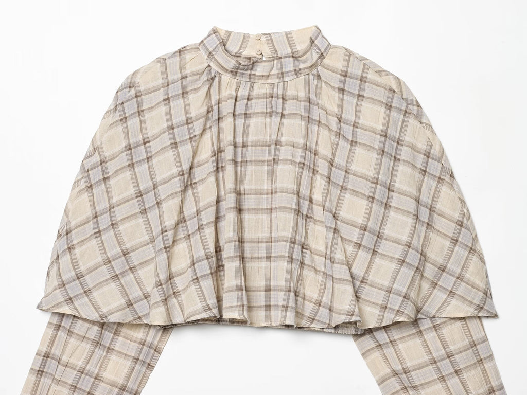 Women's Layered Decorative Short Plaid Top