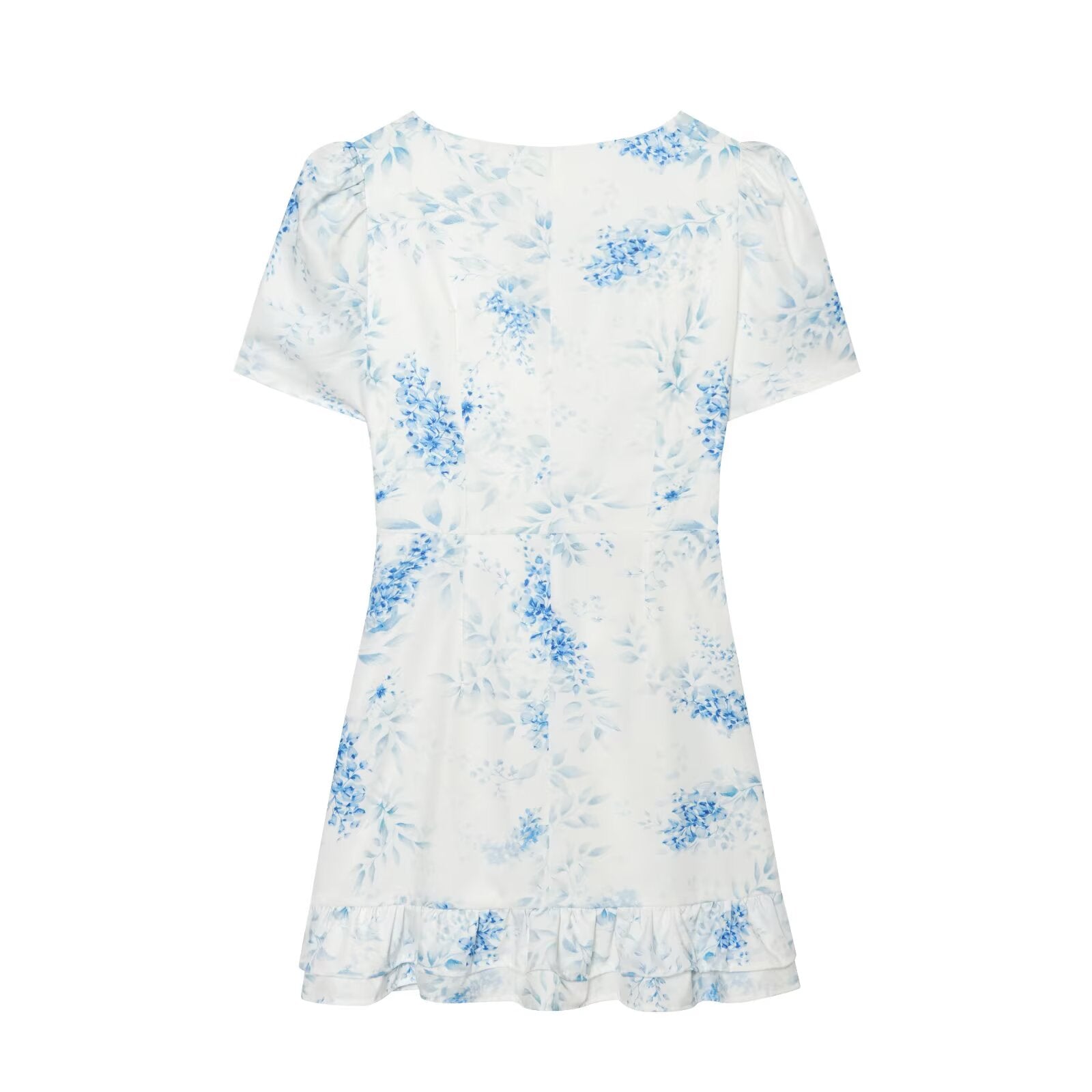 Women's ruffled V-neck printed dress