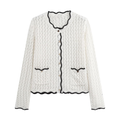 Women's hollowed out jacquard knitted cardigan