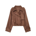 Women's suede texture short pleated Coat