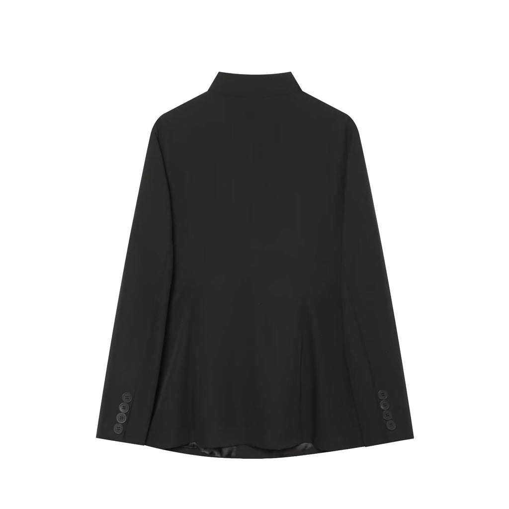 Women's casual stand collar waist cinched Blazer Coat
