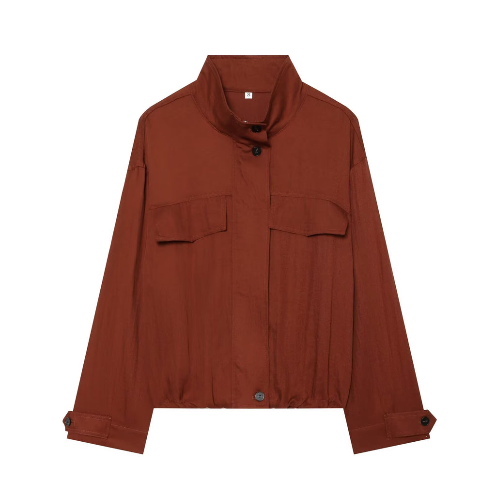 Women's Flip decoration casual stand collar Coat