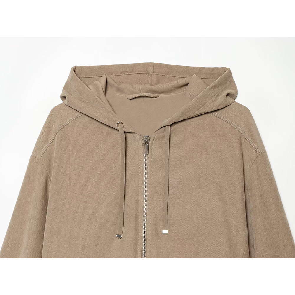 suit Women's 2 pieces long sleeved hooded zipper pilot jacket+wide leg pants