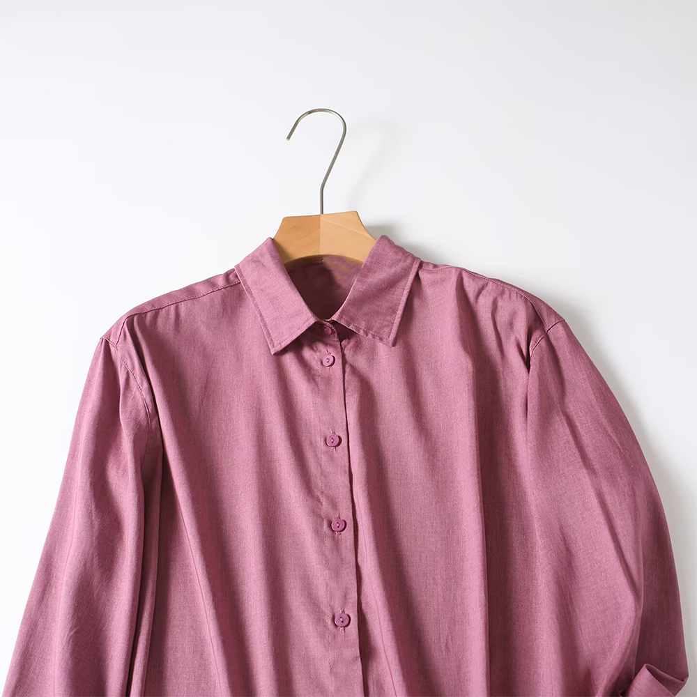Women's loose linen blended Lapel shirt