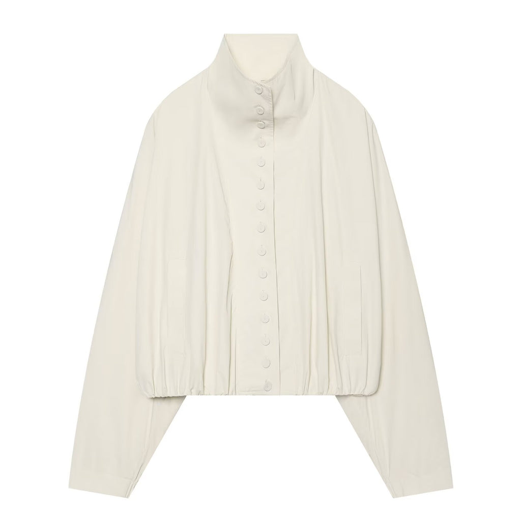 Women's standing collar single breasted nylon Coat