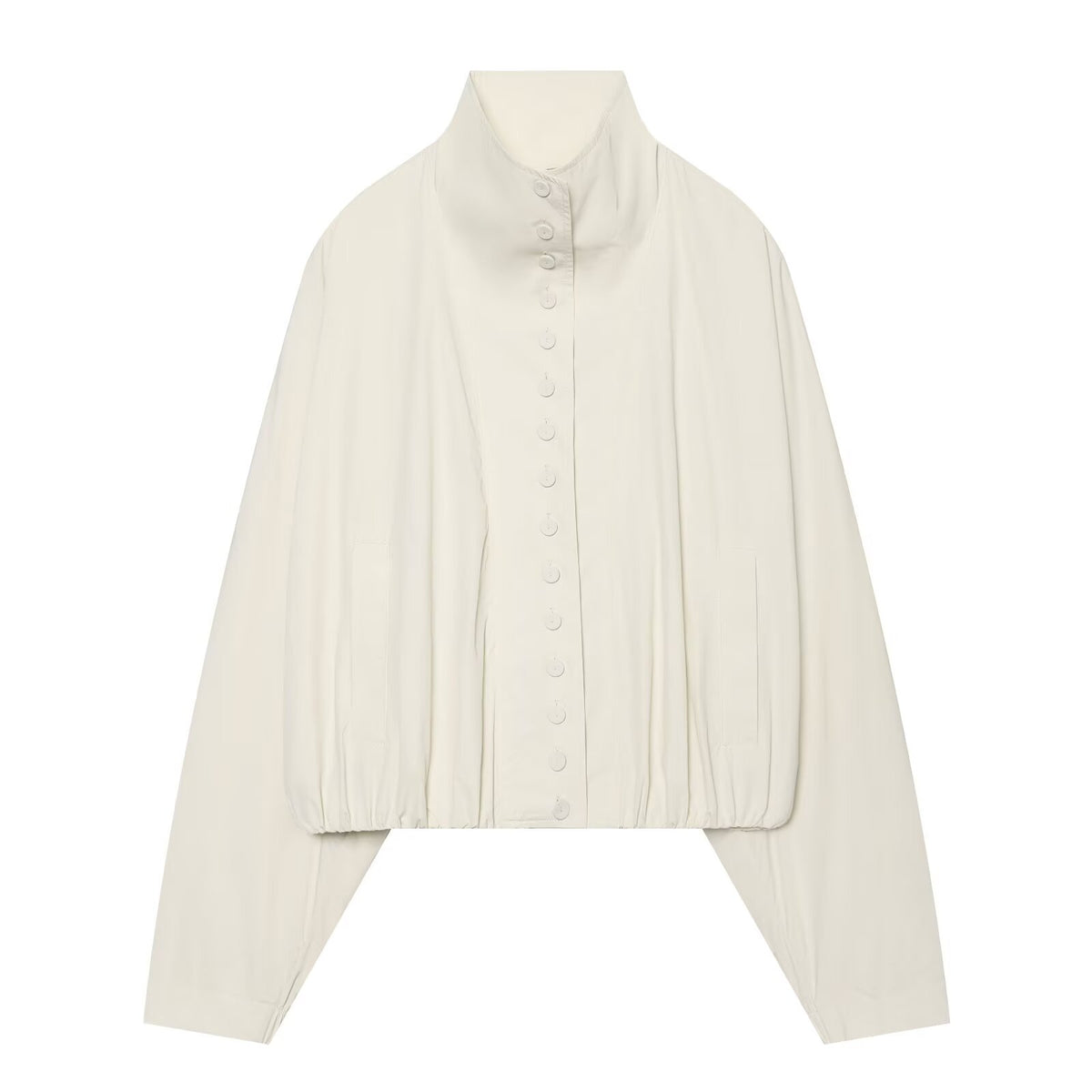 Women's standing collar single breasted nylon Coat