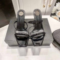 Women's New Temperament Joker Square Toe Letters with Design High-heeled Sandals.
