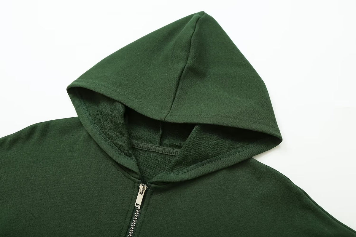 suit Women's 2 pieces washing effect hooded zipper sweatshirt+Pants