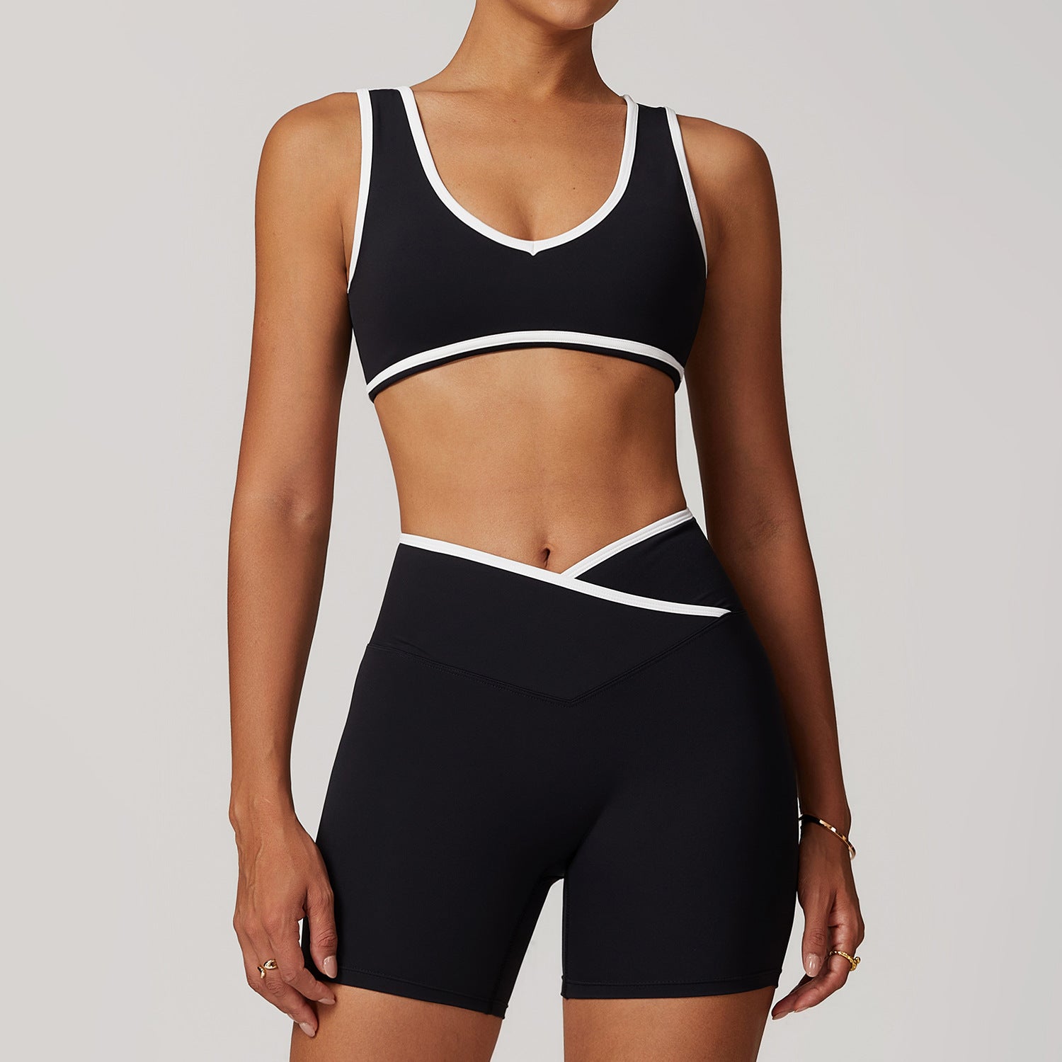 Women's New Cross-waist Sports Suit Female Contrast Backless Tight Nude Yoga Suit Running Fitness Yoga Suit