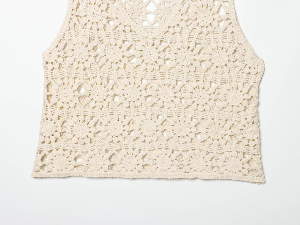 Women's casual hollow knitted vest