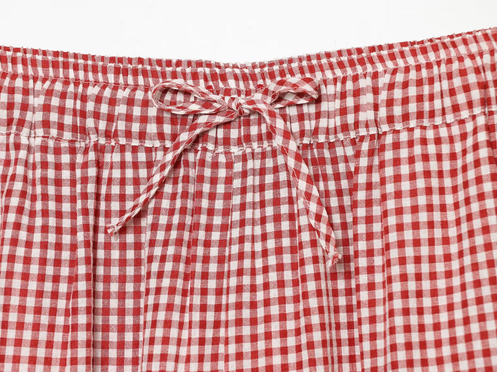 Women's casual plaid lantern pants