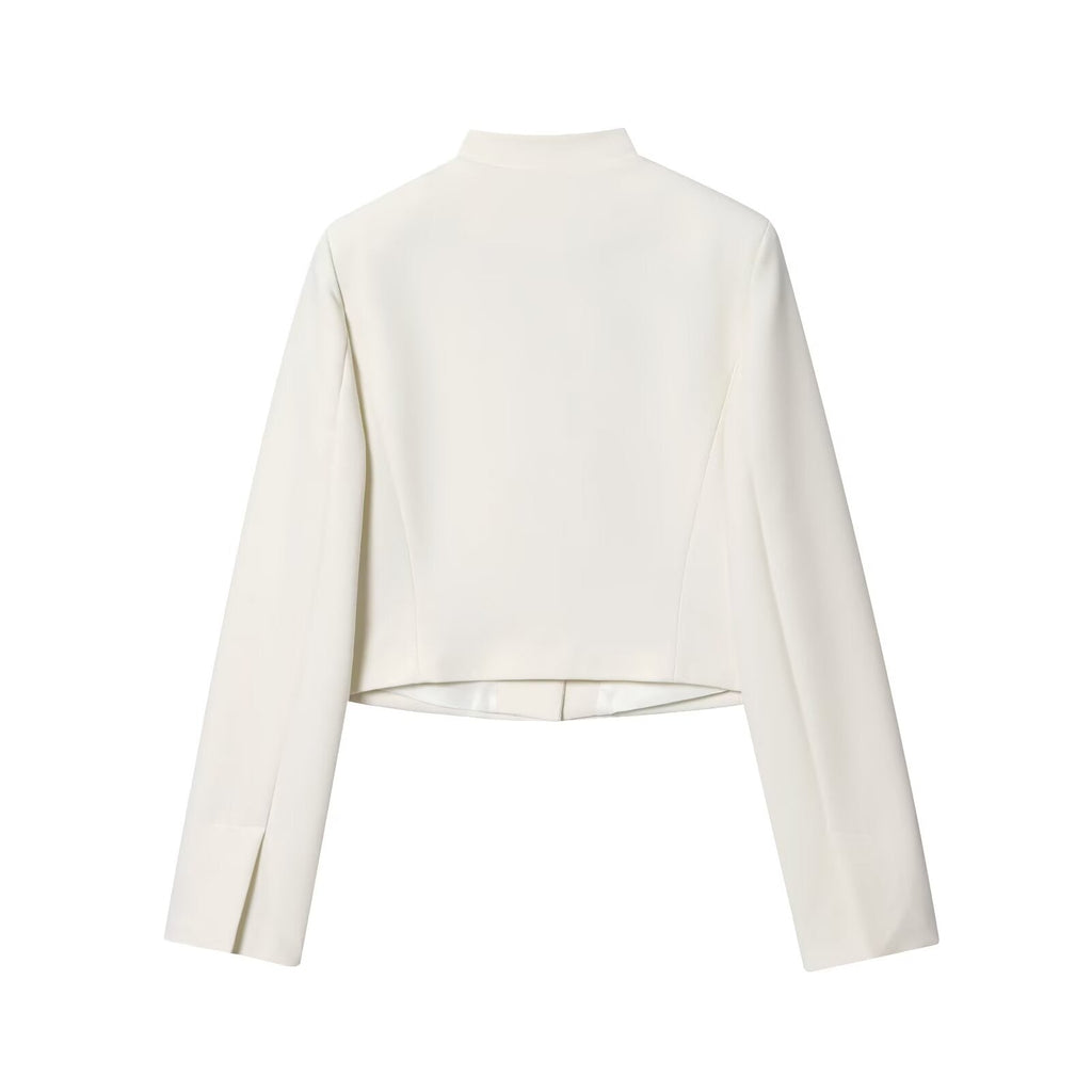Women's new fashion short single breasted stand collar suit jacket