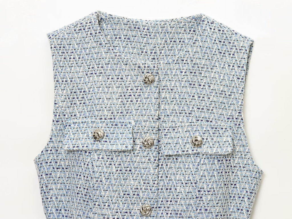 Women's with Belt bead decoration textured vest