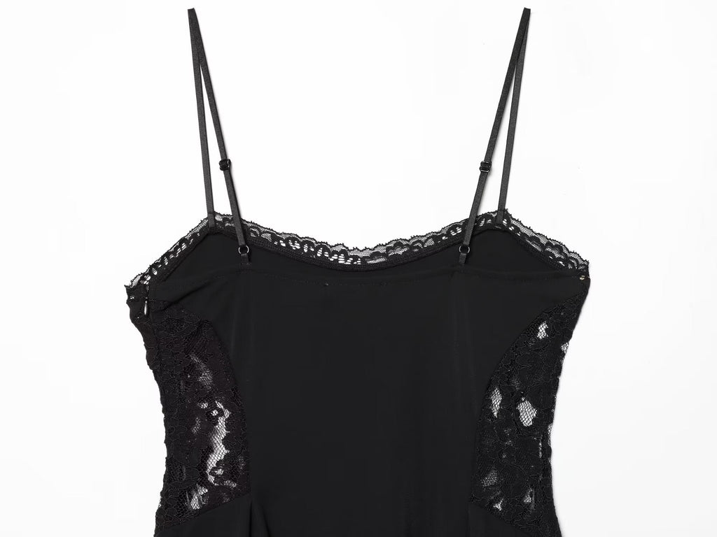 Women's slim lace suspender mini dress