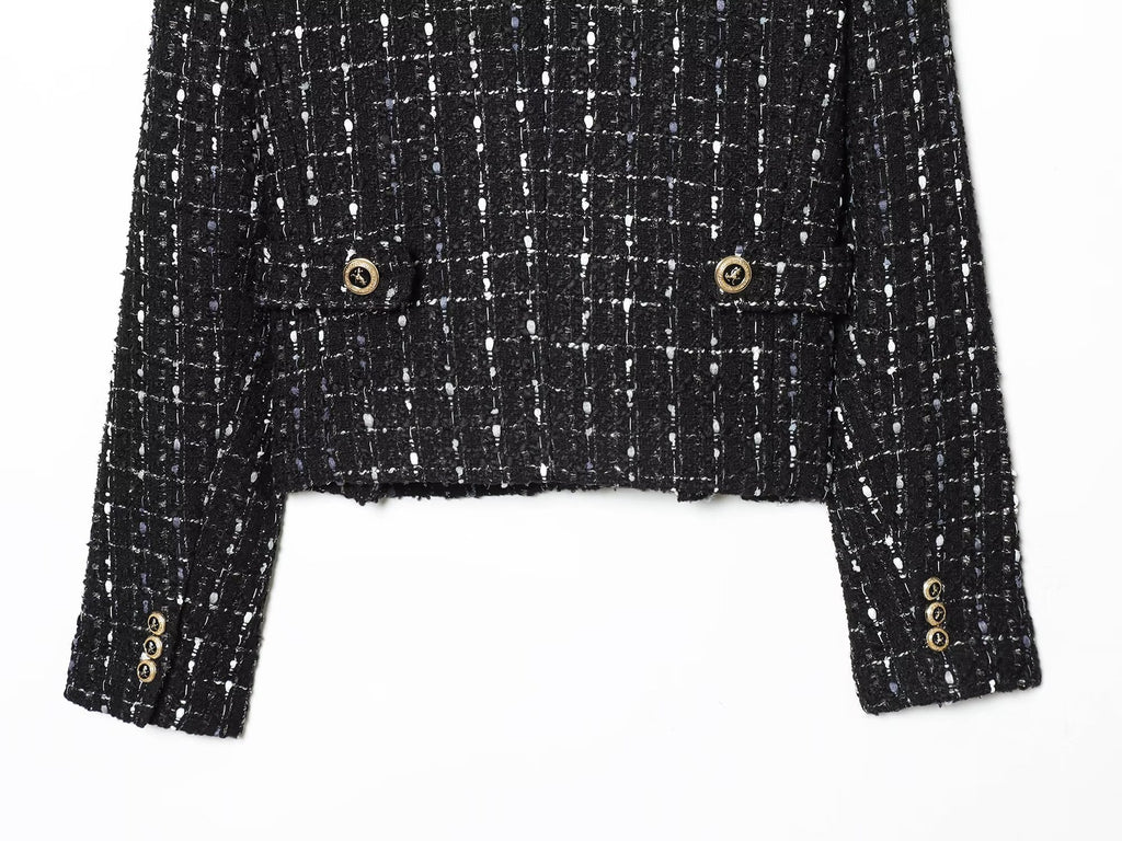 Women's standing collar metal line Blazer Coat