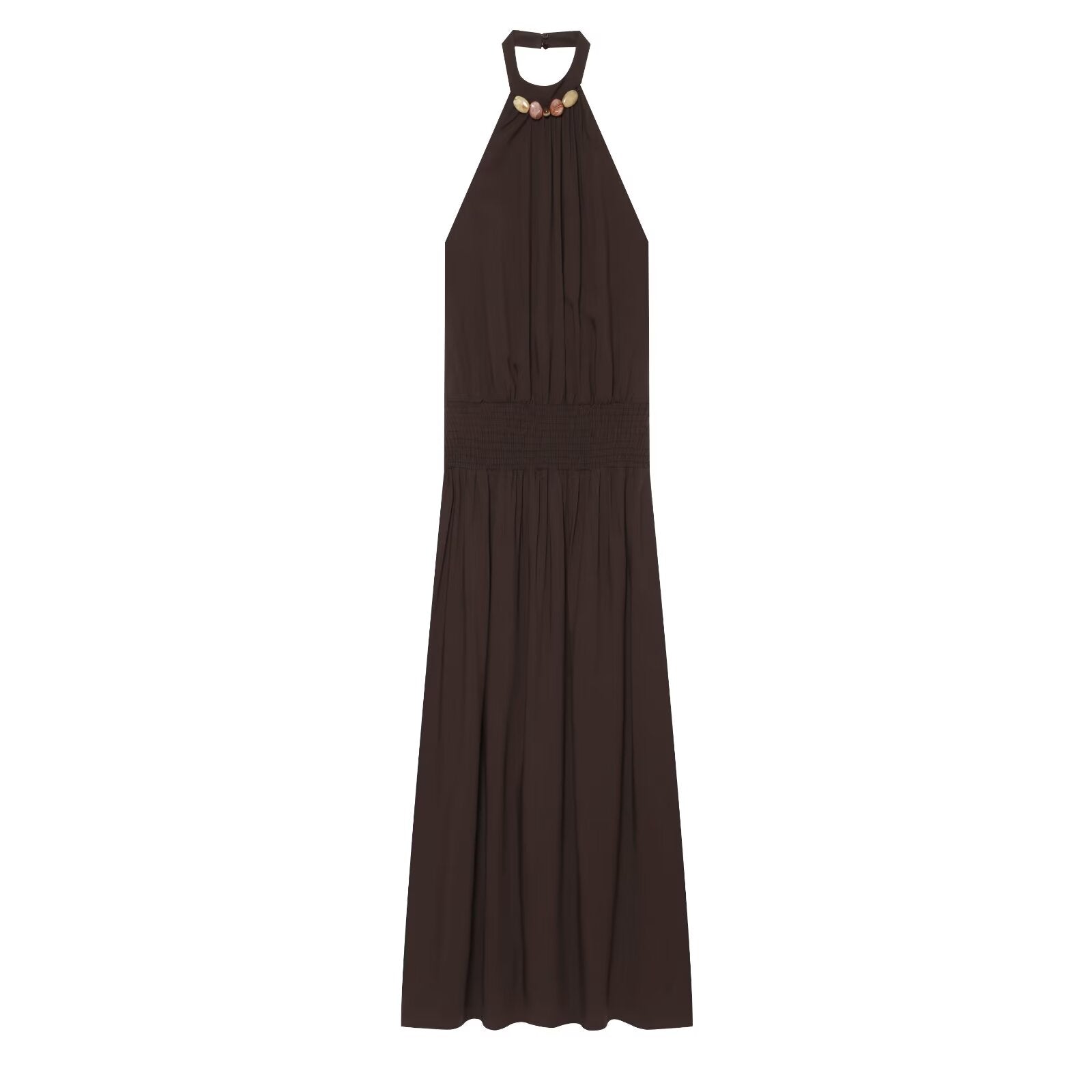 Women's beaded decorative halter neck dress