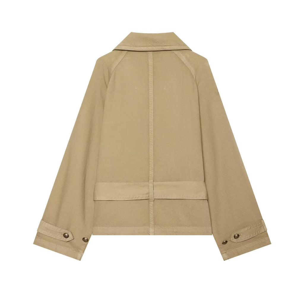 Women's with Belt Lapel short windbreaker Coat