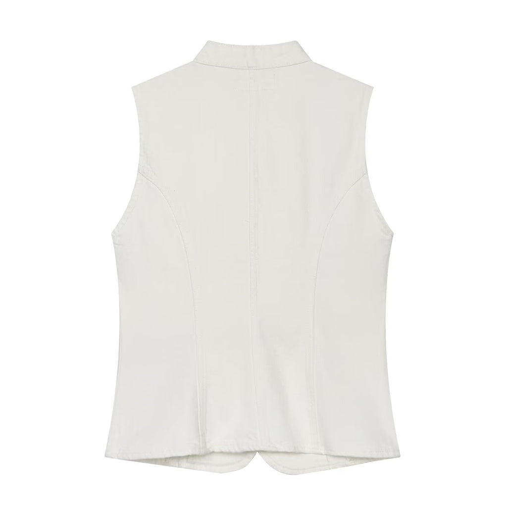 Women's Breasted decorative denim top