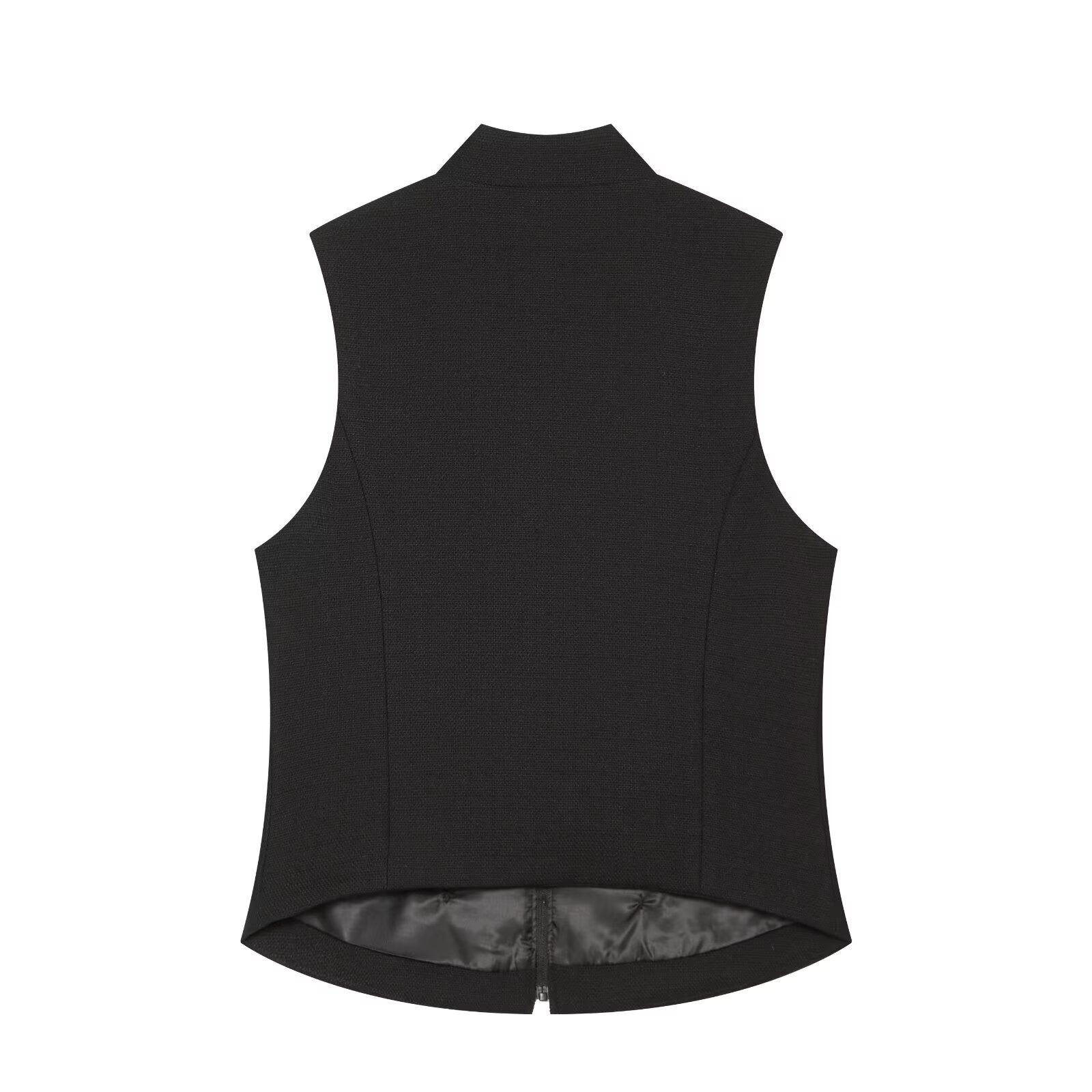 Women's breasted decorative zipper vest top