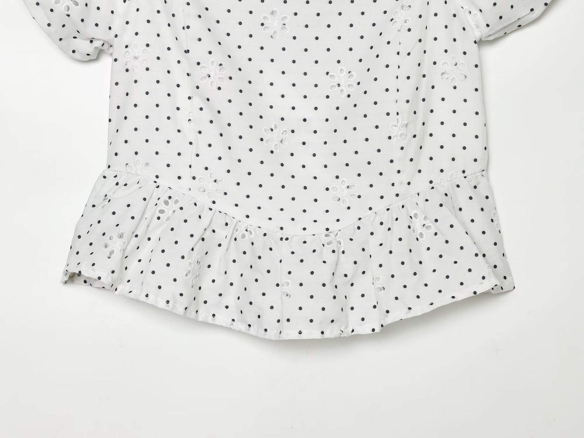 Women's hollowed out embroidered polka dot top