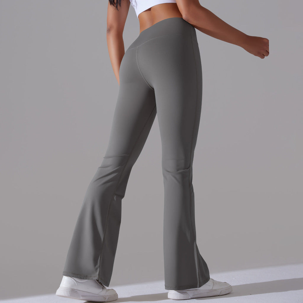 Women's New Double-sided Sanding High Waist Sports Wide-leg Pants Running Fitness Yoga Flared Pants