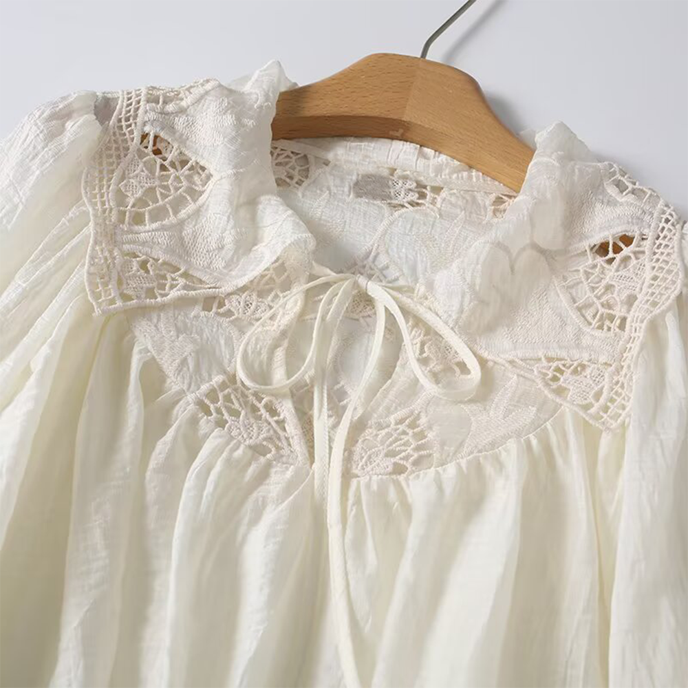 Women's casual hollow embroidery cover shirt