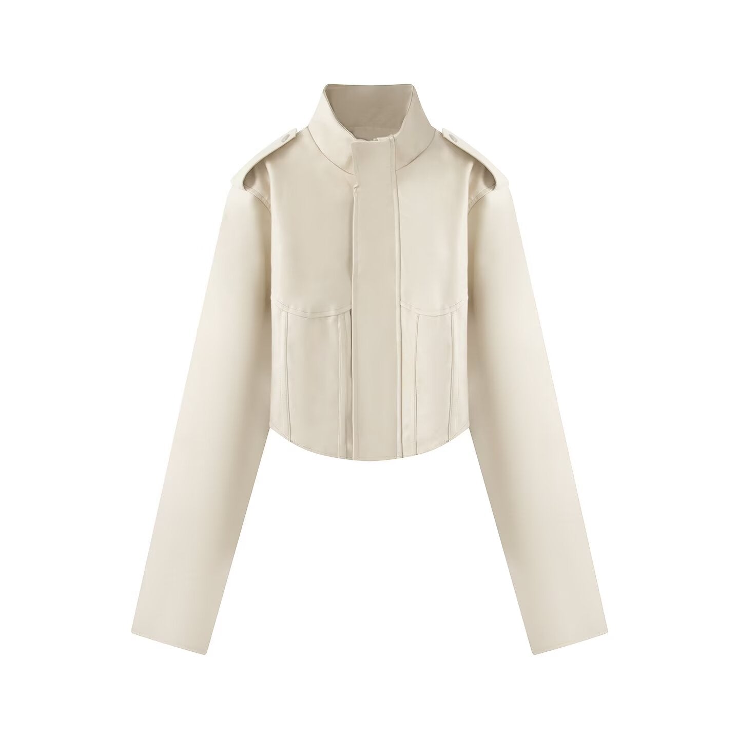 2026 Women's slim stand collar PU leather jacket