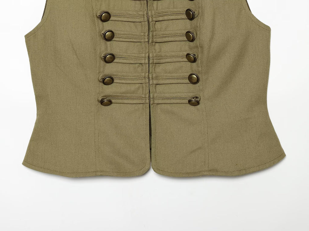 suit Women's 2 pieces button decoration short cotton vest+shorts