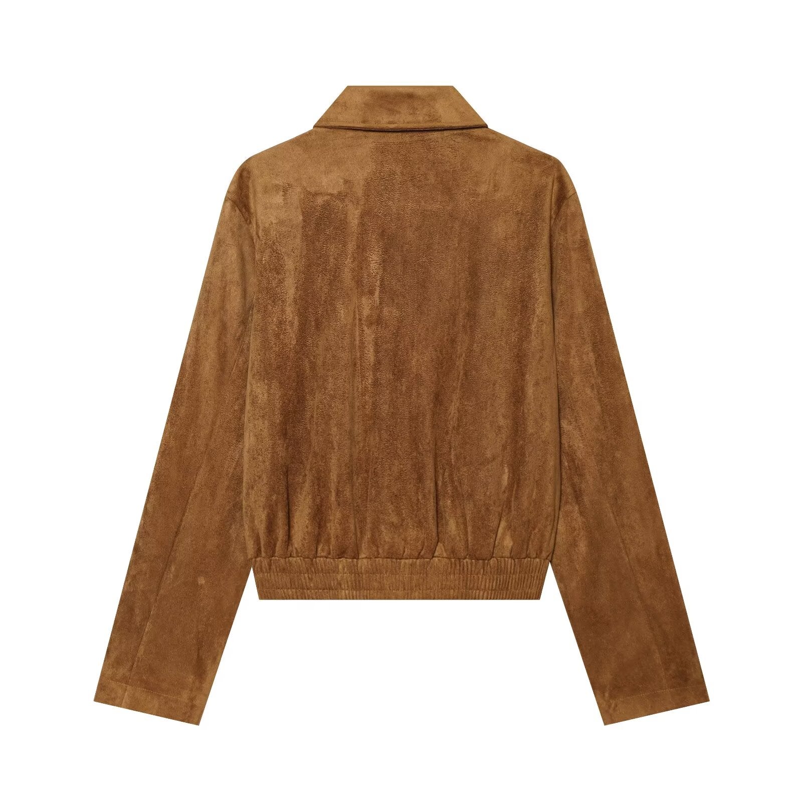 Women's retro suede textured stand collar jacket