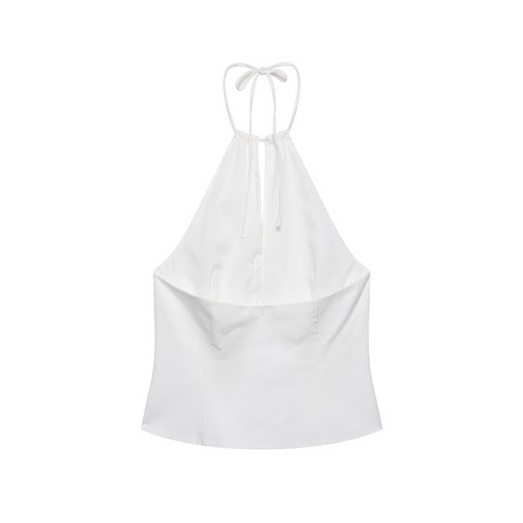 suit Women's 2 pieces buckle decoration hanging neck top+shorts
