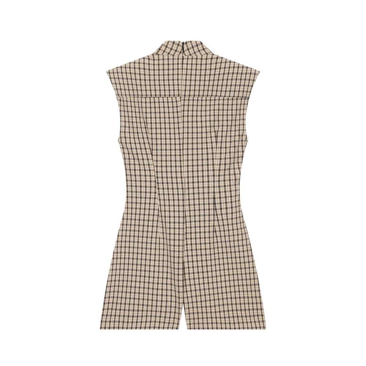 Women's slim plaid strap short jumpsuit