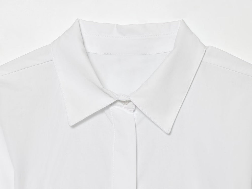 Women's skirt style hem bubble sleeve shirt