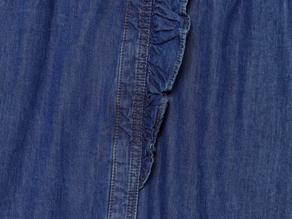 Women's pleated decorative casual denim shirt