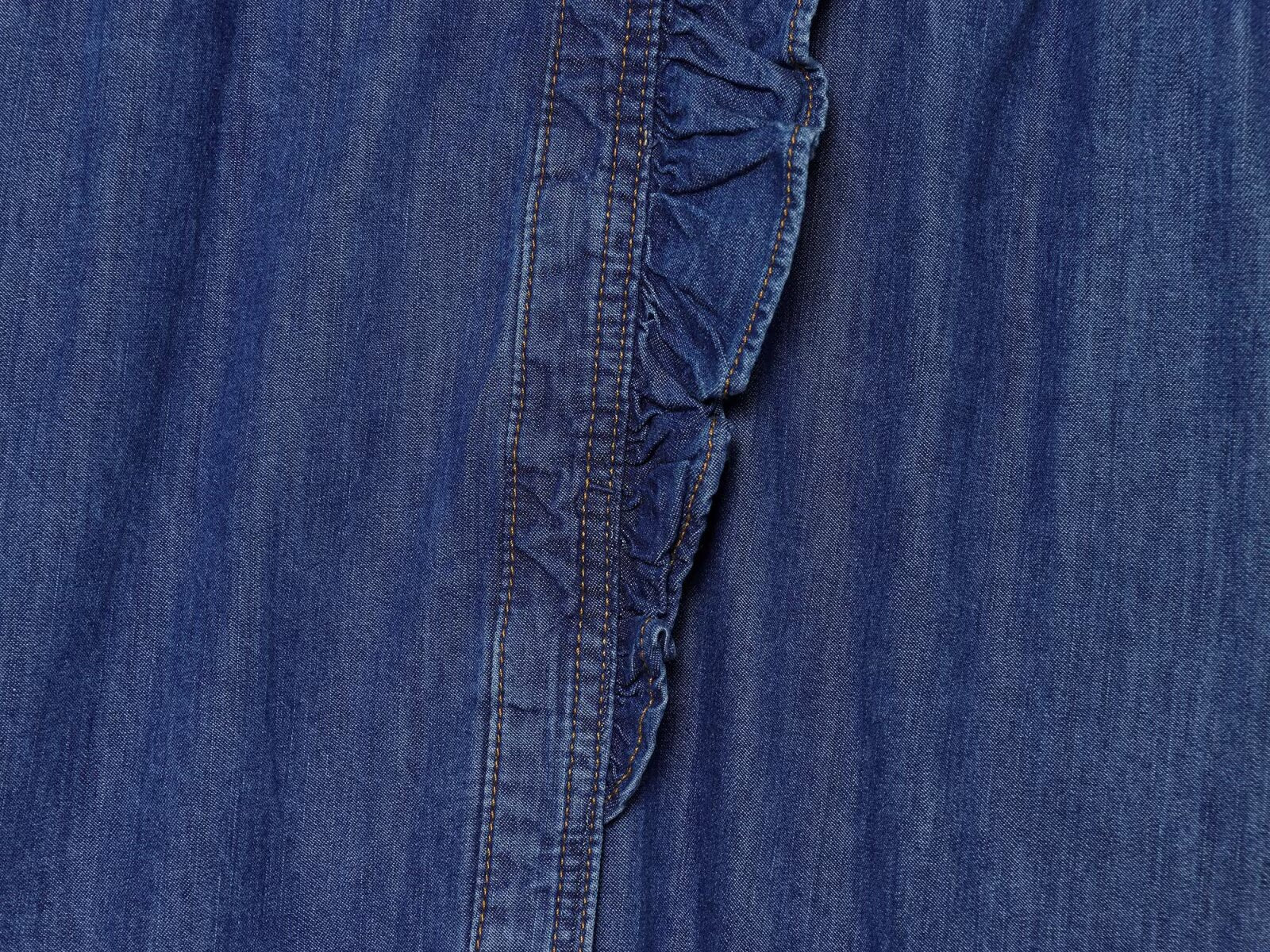 Women's pleated decorative casual denim shirt