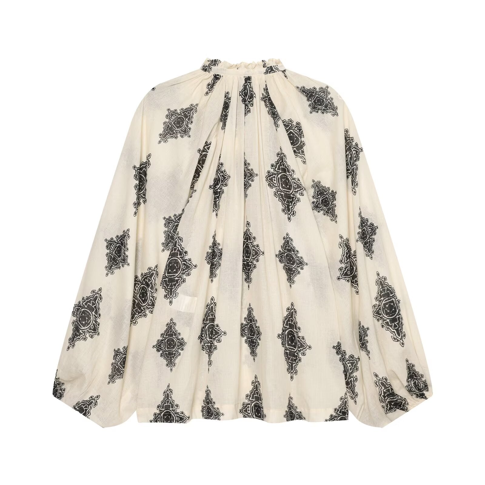 Women's oversized lantern sleeve printed top