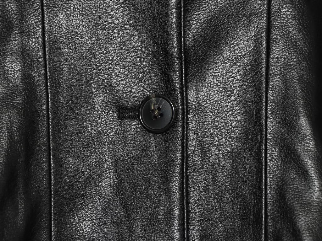 Women's black chimney collar faux leather Coat