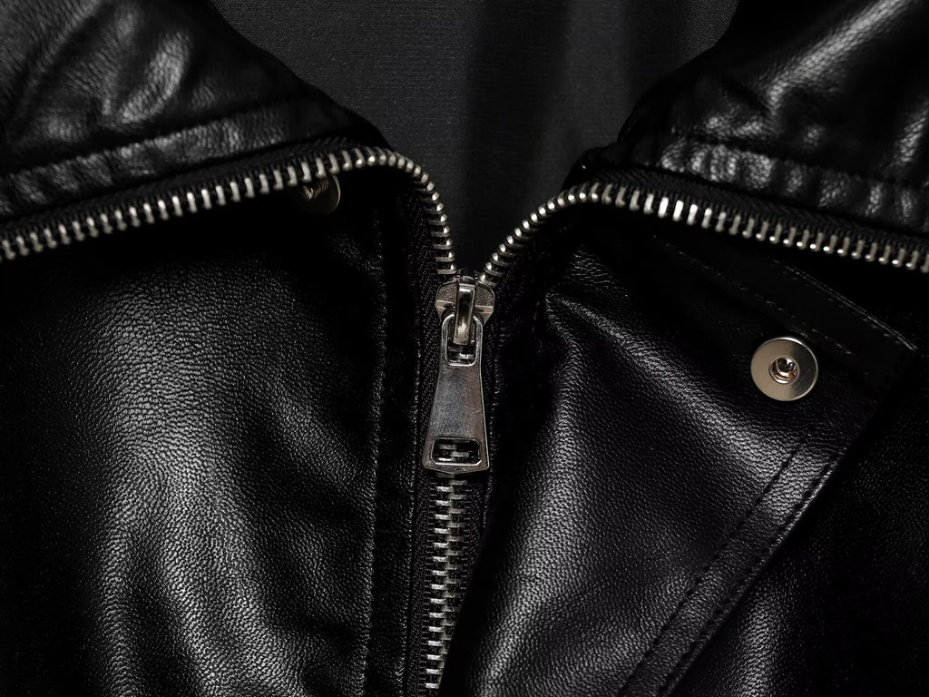 Women's loose faux leather pilot jacket Coat