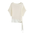 Women's knot decoration splicing knitted top