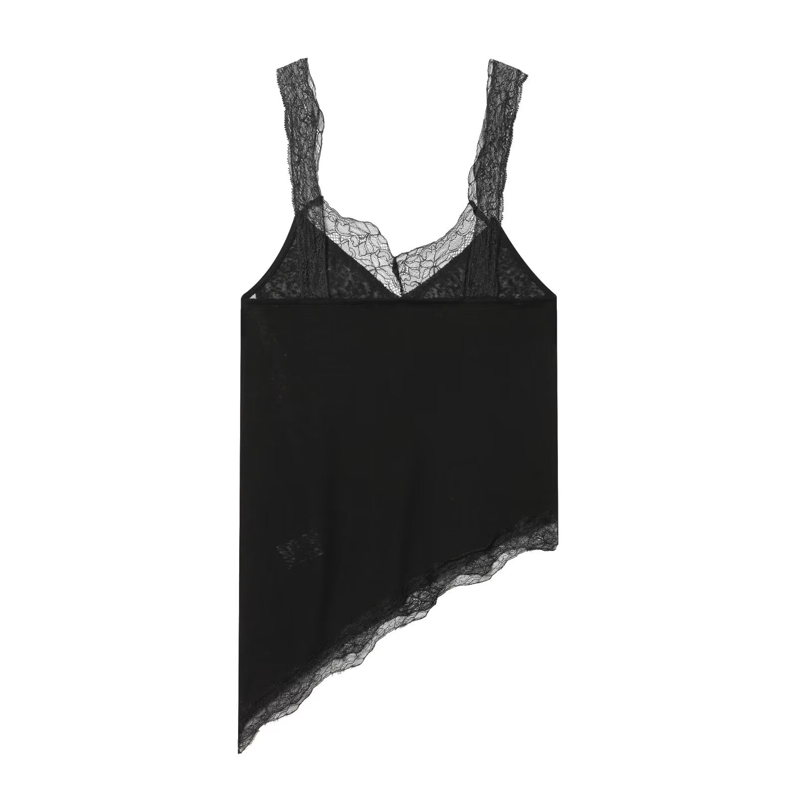 Women's lace asymmetrical cotton top