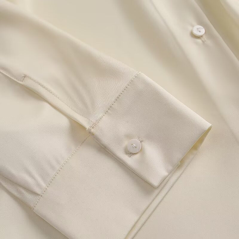 Women's comfortable casual drape satin shirt
