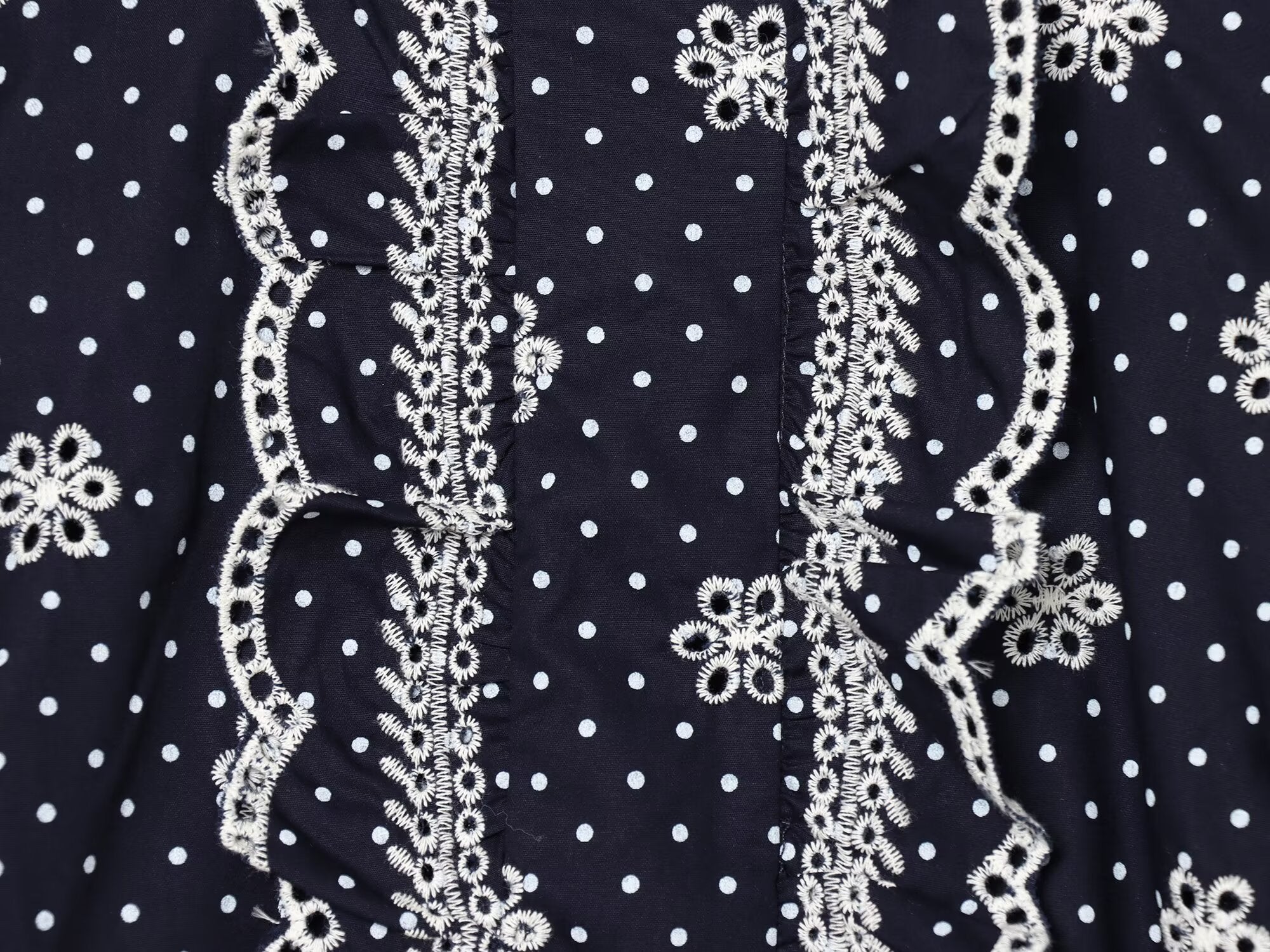 Women's hollowed out embroidered polka dot shirt